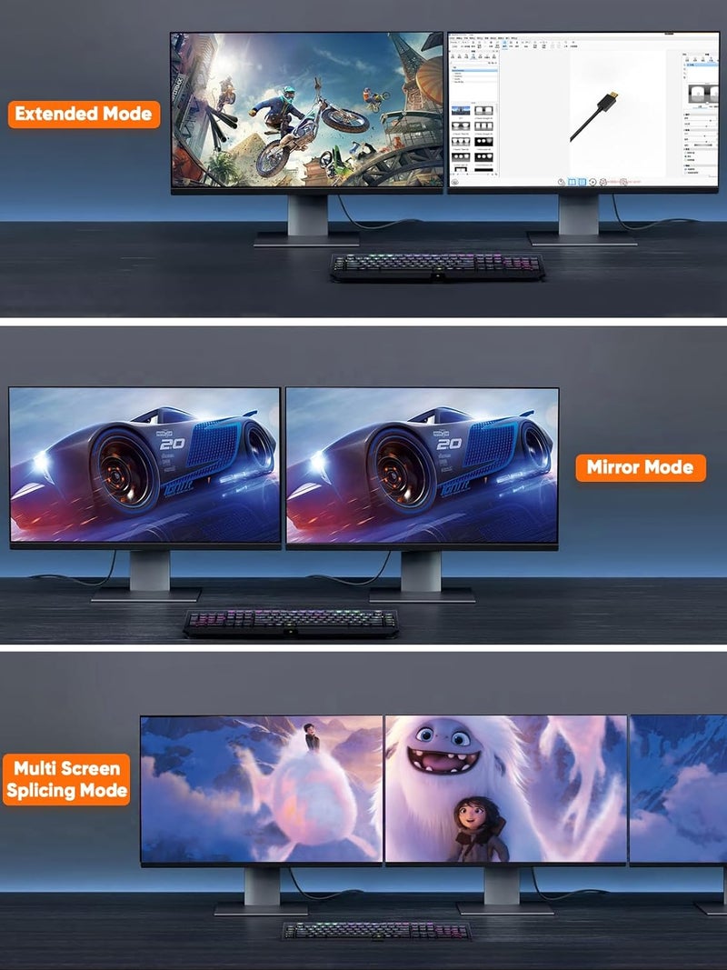 CableCreation VESA Certified DisplayPort 2.1/80Gbps Cable 1.2m/4ft, DP 2.1 Cable Support 16K@60Hz 8K@240Hz 4K@240Hz,PVC Display Port Cable Cord Compatible FreeSync G-Sync and HDR for Gaming Monitor - Image 4