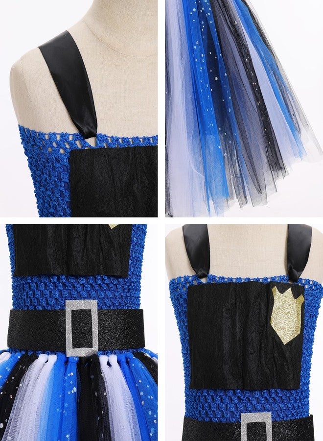 IMEKIS Toddler : Kids Girls Tulle School Party Tutu Ears Headband 2025 Police Infant Baby Birthday Outfit Photoshoot Navy Blue Bunny 4-5T - Image 2