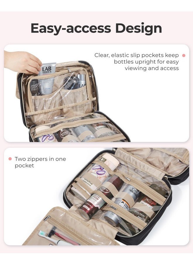 BAGSMART Travel Toiletry Bag With Jewelry Organizer, Hanging Travel Bag For Toiletries, Makeup Cosmetic Bag Organizer, Carry-On Travel Accessories Essentials, Pink-L  - Image 4
