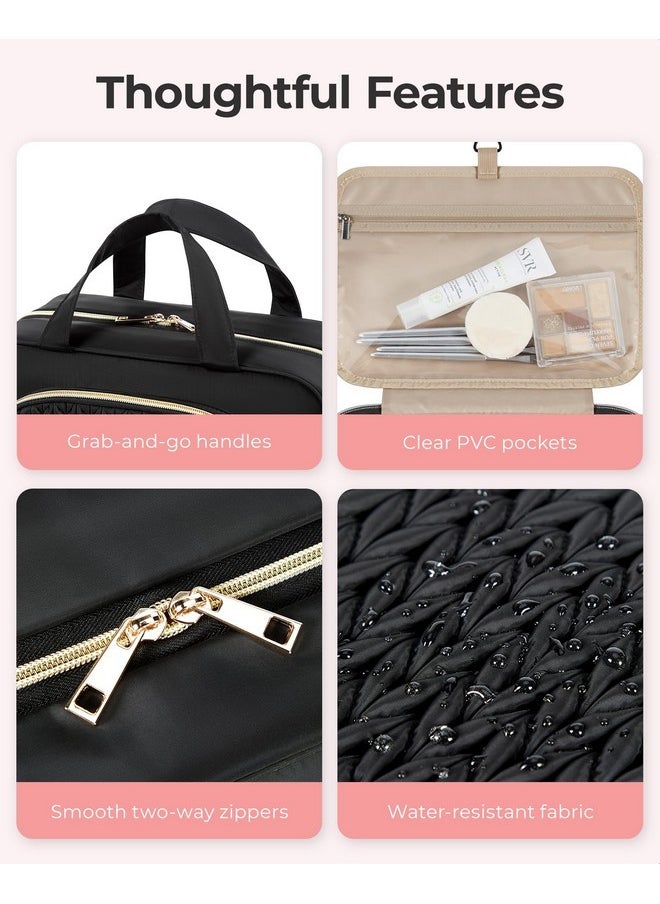 BAGSMART Travel Toiletry Bag With Jewelry Organizer, Hanging Travel Bag For Toiletries, Makeup Cosmetic Bag Organizer, Carry-On Travel Accessories Essentials, Pink-L  - Image 5