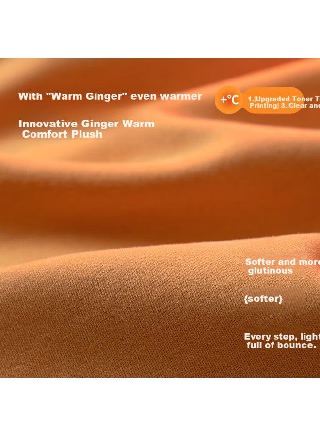 Top melon Dingguagua Children's Thermal Pants Double-sided Thin Fleece Single Autumn Winter Girls' Long Johns Baby Knit Pants Orange 110 - Image 2