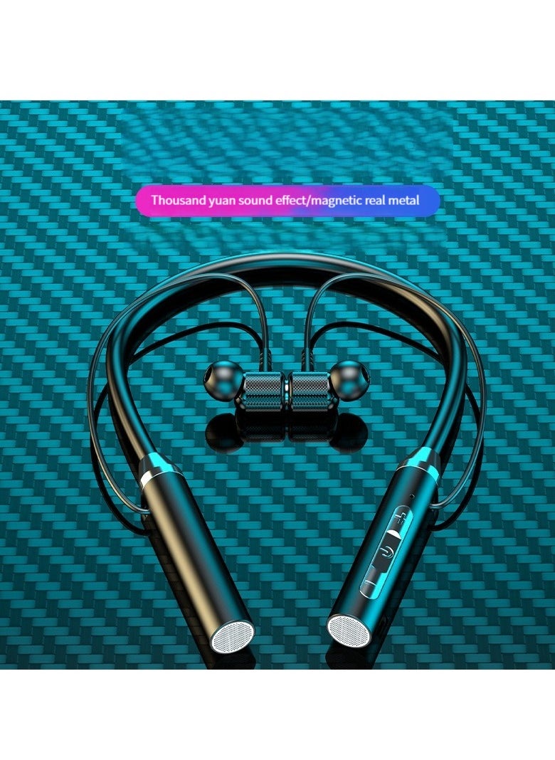 Generic wireless bluetooth headset sports binaural in-ear neck hanging neck headset super long standby battery life black  - Image 1