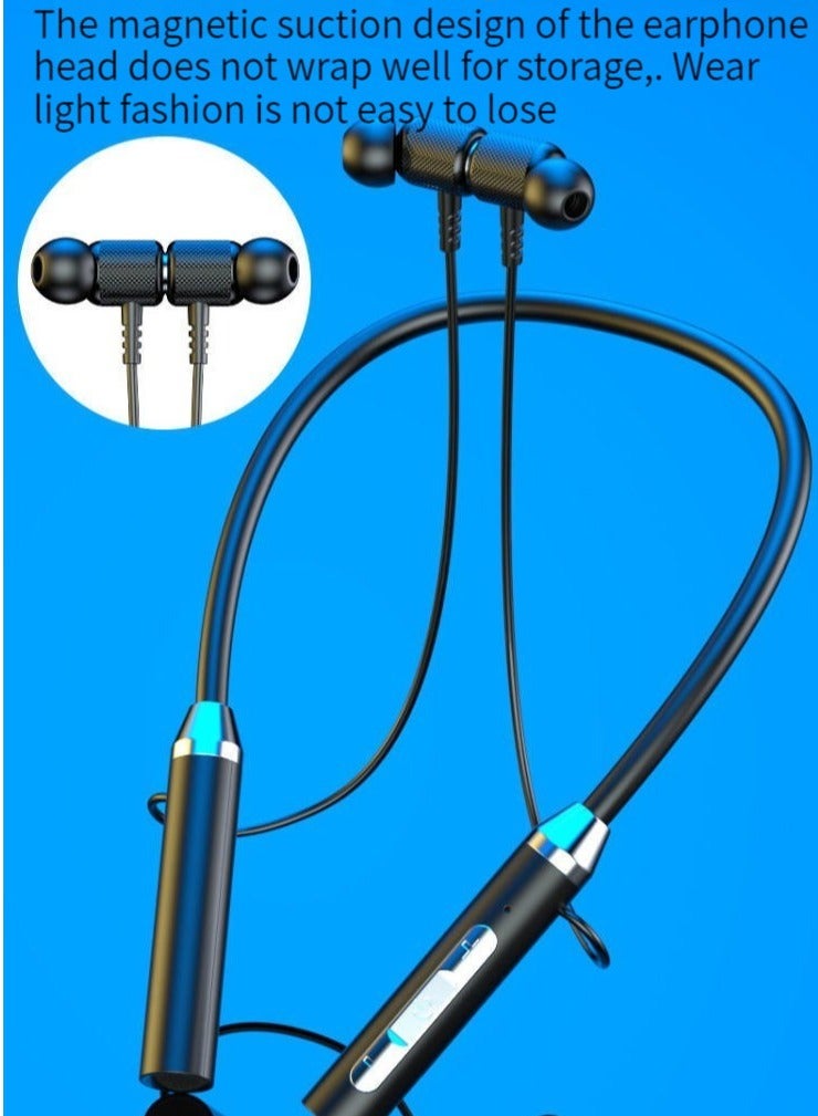 Universal Wireless Bluetooth Headphones Sports Dual-Ear In-Ear Neck-Hanging Headphones with Ultra-Long Standby Life (Black)  - Image 2