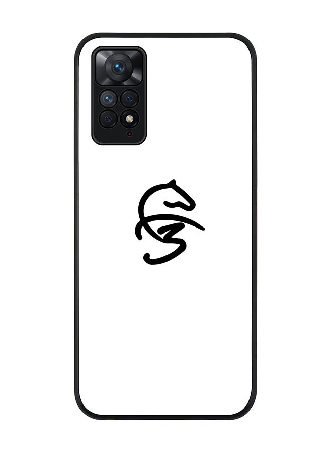 Stylizedd Rugged Black edge case for Redmi Note 11 4G/Redmi Note 11S Slim fit Soft Case Flexible Rubber Edges Anti Drop TPU Gel Thin Cover - Faz3 Icon White - Image 1