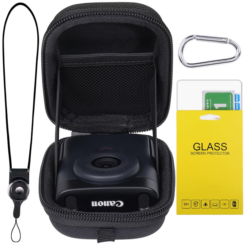 Aenllosi Hard Storage Case Replacement Compatible with Canon PowerShot V10 Vlog Camera,Mesh Pocket for USB Charging Cable and Furry Windshields,With Camera Neck Strap & Screen Protector (Case Only) - Image 1