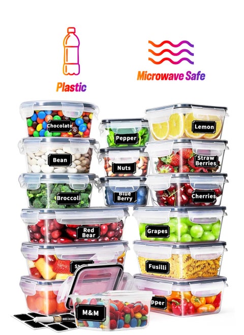 16PCS Stackable Food Storage Containers with Easy Snap Lids, Airtight Meal Prep Containers & Kitchen Organizer Canisters for Dry Food Storage and Leftovers