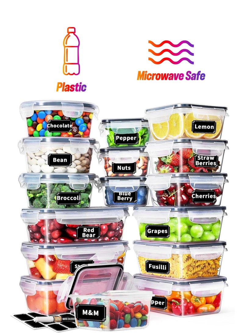 Yoawllty 16 Pieces Airtight Food Storage Containers Set with Easy Snap Lids, Meal Prep Containers & Kitchen Organisation, Stackable Pantry Canisters for Meal Prep, Dry Food Storage, and Leftovers  - Image 1