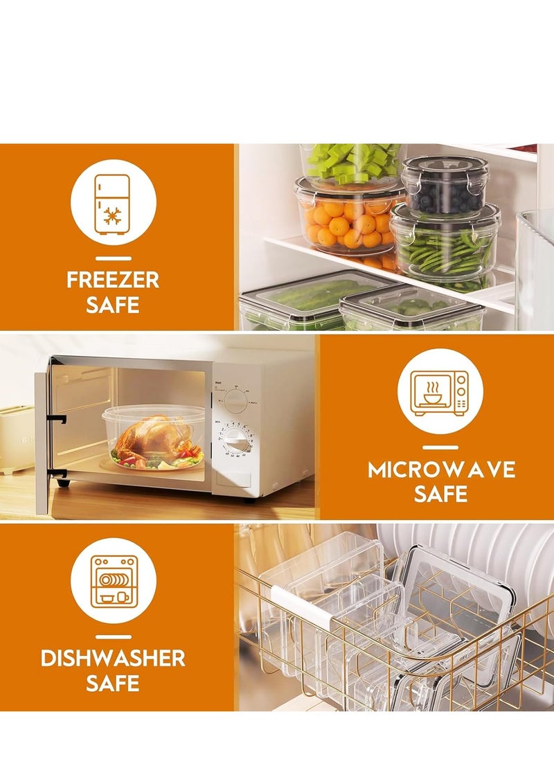 Yoawllty 16 Pieces Airtight Food Storage Containers Set with Easy Snap Lids, Meal Prep Containers & Kitchen Organisation, Stackable Pantry Canisters for Meal Prep, Dry Food Storage, and Leftovers  - Image 2