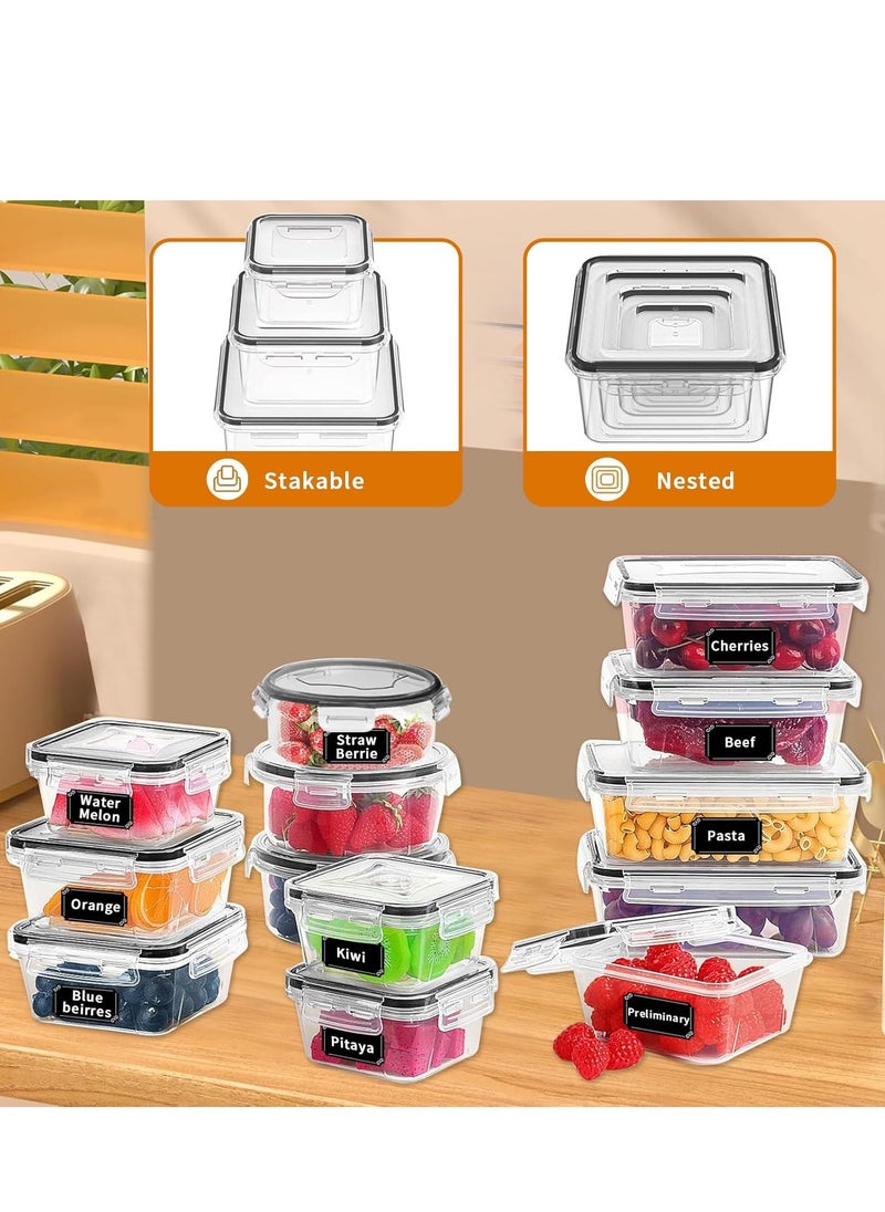 16PCS Stackable Food Storage Containers with Easy Snap Lids, Airtight Meal Prep Containers & Kitchen Organizer Canisters for Dry Food Storage and Leftovers