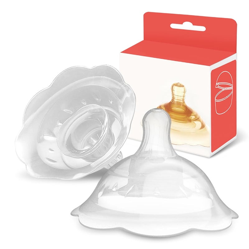 Elfzone Nipple Shields for Nursing Newborn  2 Packs  Silicone Breast Shields Nursing Caps for Breastfeeding Baby and Mommy Breast Shell White - Image 1