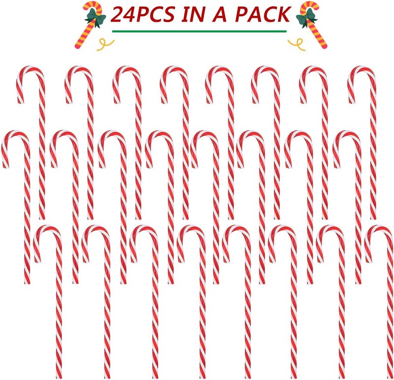Amosfun 24pcs Christmas Candy Cane Decorations - Image 2
