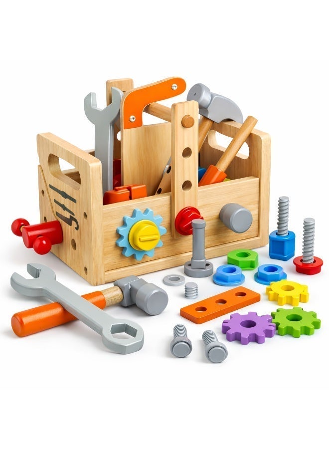 يونيكبيبي طفل لعب أطفال أداة مجموعة ألعاب خشبية أطفال مجموعة أدوات لعب ل 3 4 5 سنوات من العمر بنين بنات هدايا - Image 1