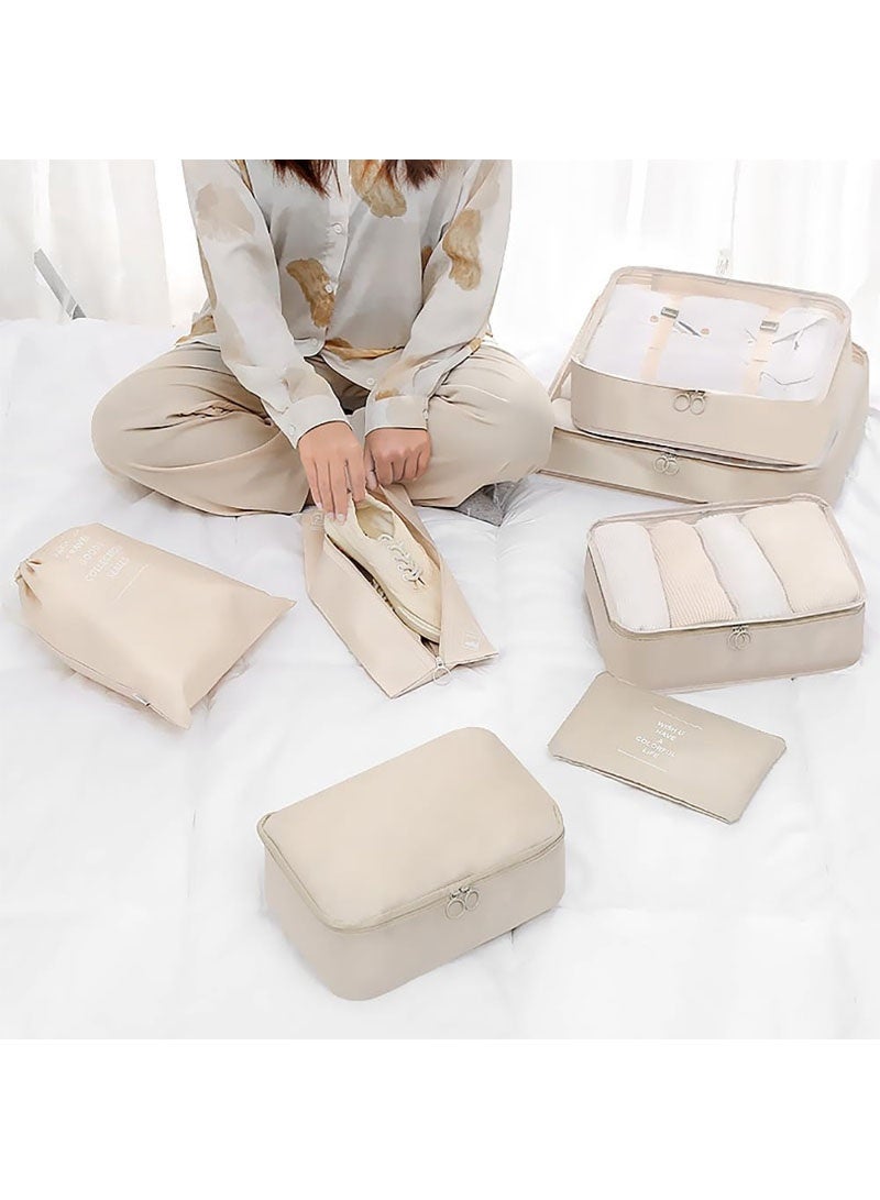 GZYIZHOU Packing Cubes, 8 Pcs Travel Packing Organizer, Travel Luggage Packing Organizers Set for Suitcases, Carry on and Luggage Organizer(Beige) - Image 3