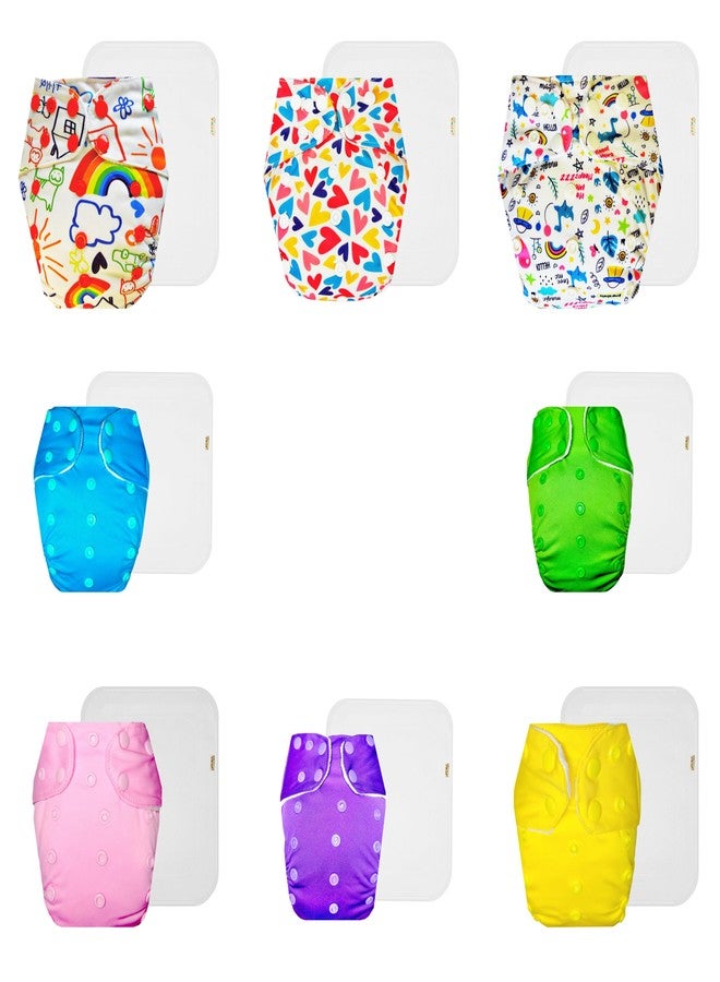 Dumbledo Premium Cloth Diaper with Cotton Insert (Pack of 8) | Dry Feel and Comfortable | Breathable | Travel Friendly | Designed by Moms | 3 Months - 3 Years | Unisex Baby - Image 1