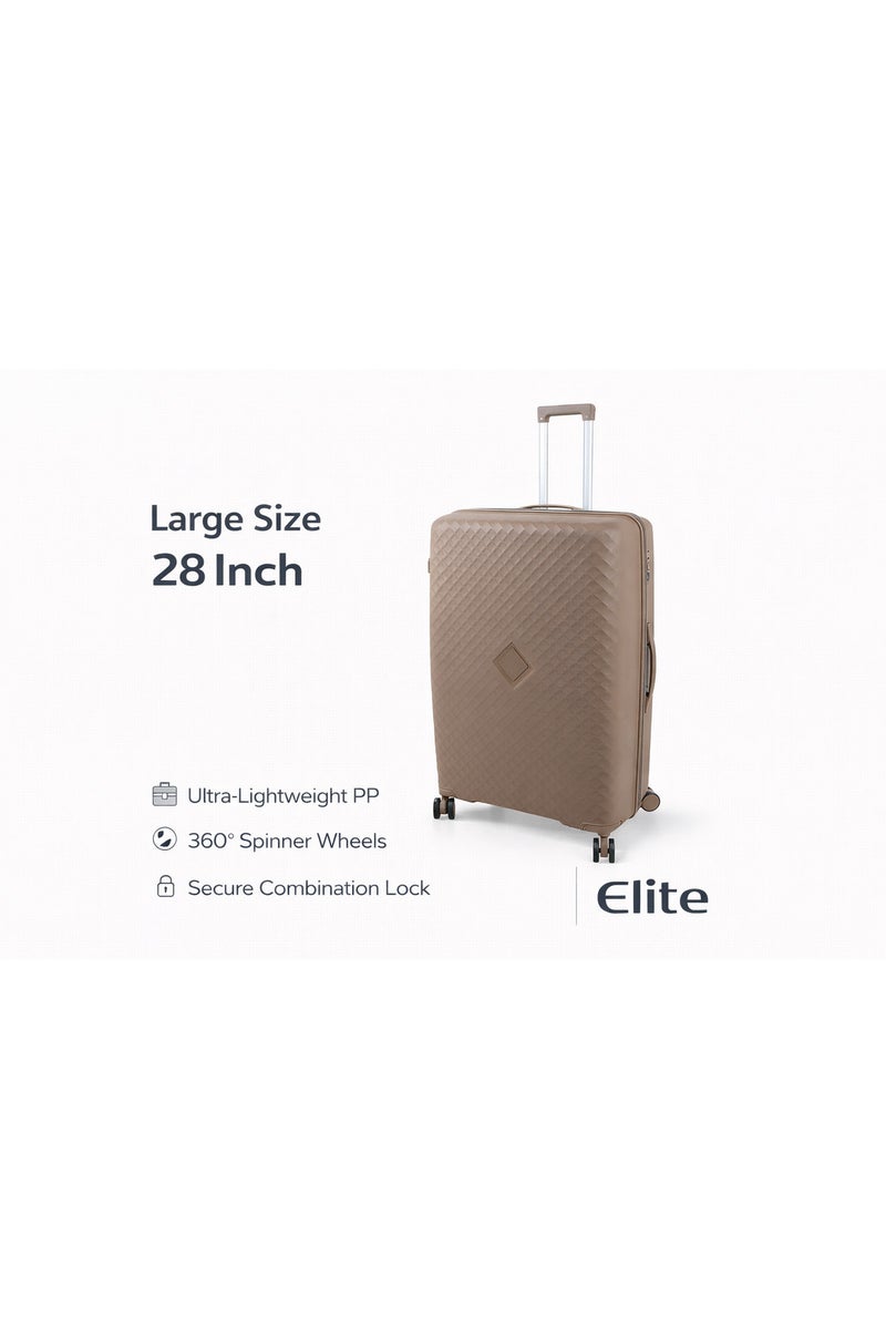 ELITE- Premium Hard-Shell Luggage 28 inch – Lightweight Spinner Suitcase – Beige Gold - Image 1