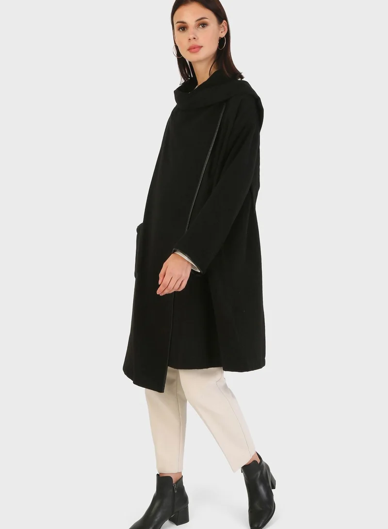 Refka by modanisa Zip Detail Longline Coat