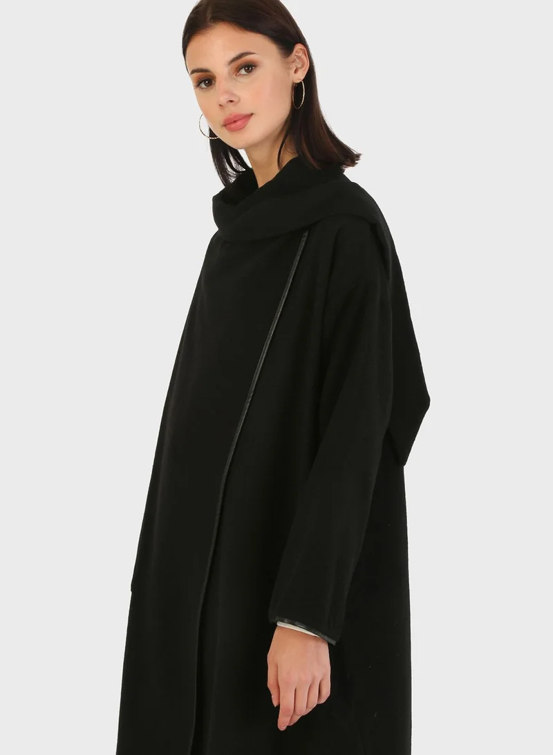 Refka by modanisa Zip Detail Longline Coat