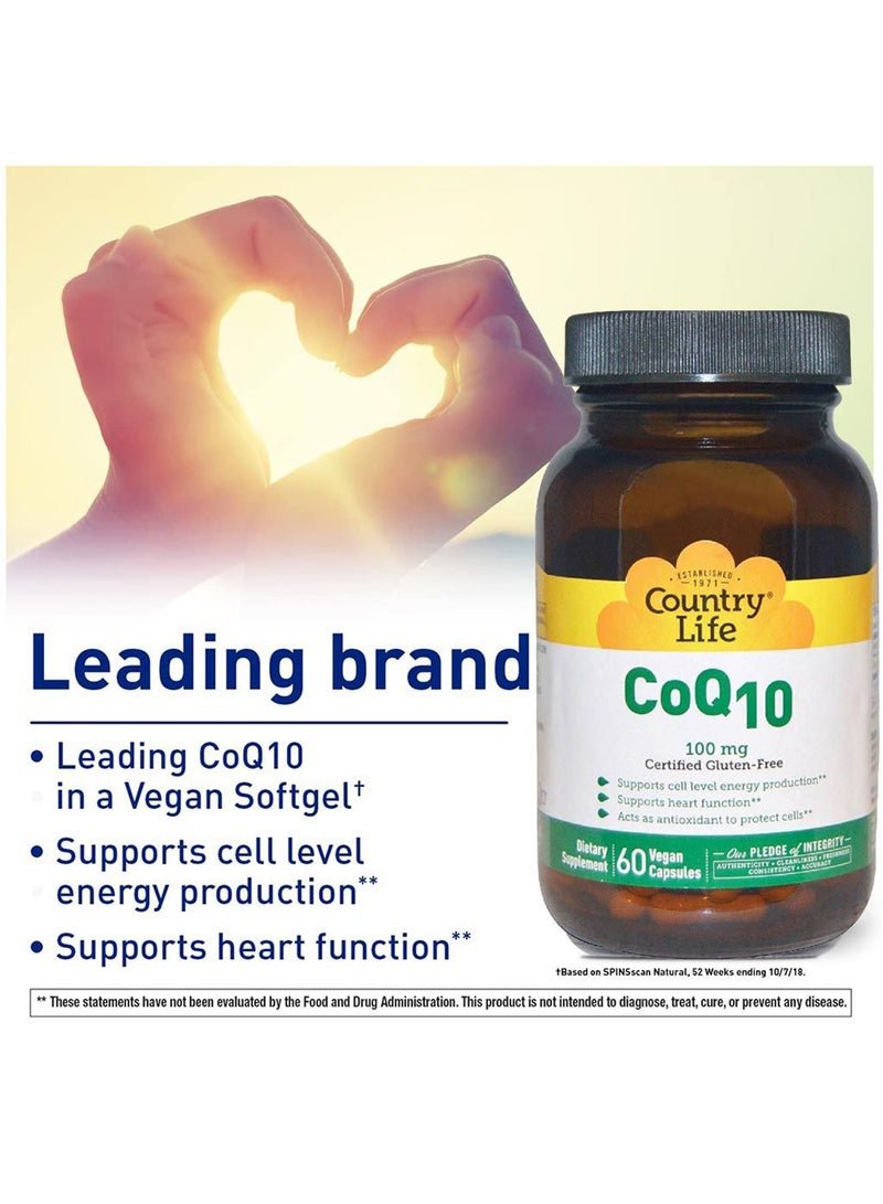 Country Life Antioxidant CoQ10 100 mg Vegan Capsules For Heart Health, Pack of 60's - Image 3