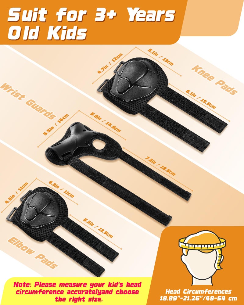 DARME Kids Bike Helmet Set, Adjustable Helmet for Ages 3-10 Year Boys Girls, Pad Set with Knee and Elbow Pads for Bike, Roller, Skating, Scooter, Longboard and More Sports - Image 3