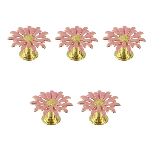 Geesatis 5Pcs Flower Drawer HandlesZinc Alloy KnobCabinet Dresser Pulls Door Handles with ScrewsPink - Image 1