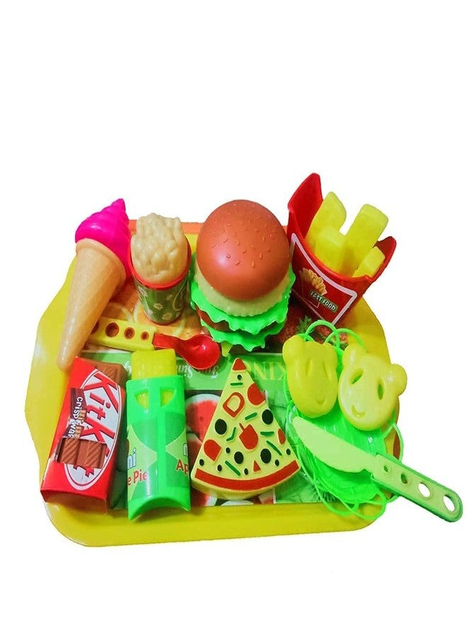 Tickles 18 pcs Play Fast Food Set Pretend Play Barger Fries and ice Cream with Trey Food Toy | Best Gifts Food playset for Boys Girls Kids- Multicolor 4 Years and up - Image 3