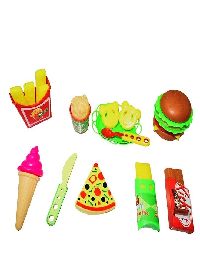 Tickles 18 pcs Play Fast Food Set Pretend Play Barger Fries and ice Cream with Trey Food Toy | Best Gifts Food playset for Boys Girls Kids- Multicolor 4 Years and up - Image 5