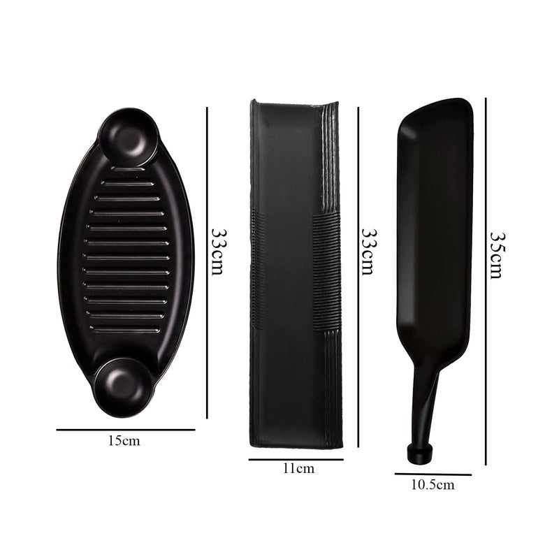 LOGRO Black Melamine Serving Rectangular Tray for Kitchen, Dining, Serving and Desk Tray(Pack of 3piece) - Image 3