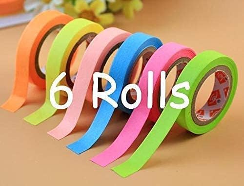 Generic ARTISTERY Paper Tapes for Craft Set of 6 Attractive Neon Color Adhesive Paper Tapes for Decorative Purposes 20mm x 5m  - Image 2