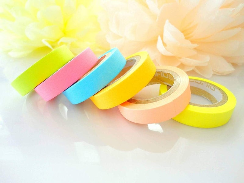 Generic ARTISTERY Paper Tapes for Craft Set of 6 Attractive Neon Color Adhesive Paper Tapes for Decorative Purposes 20mm x 5m  - Image 5