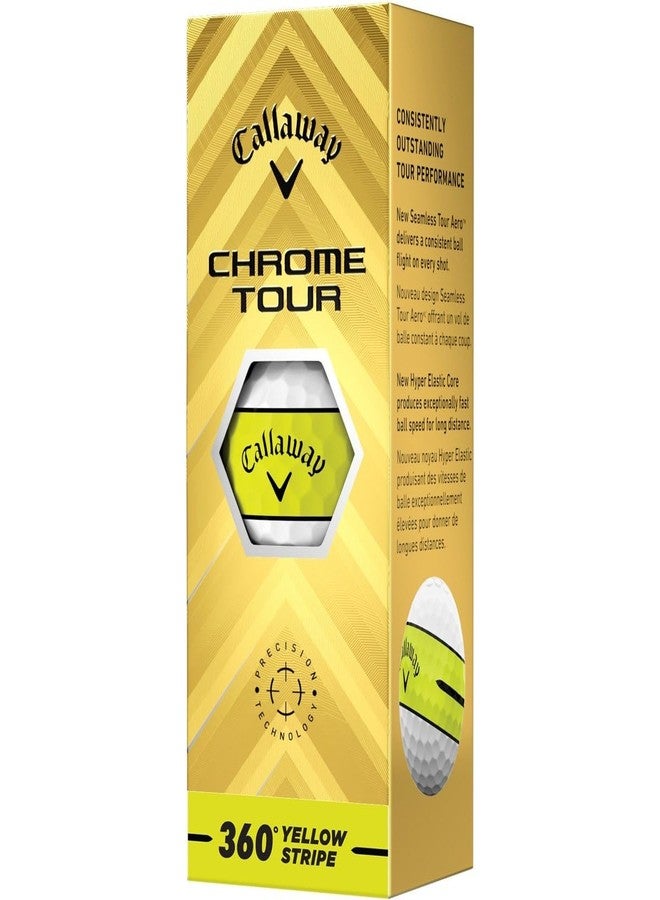 Callaway Golf Chrome Tour 360 Stripe Golf Ball (Yellow) - Image 2
