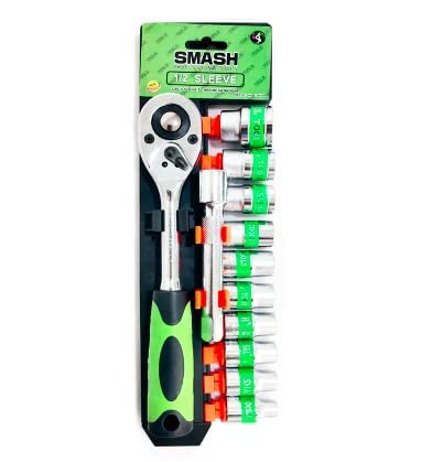 DARIT SMASH Ratchet Socket Wrench Set Quick Released Ratchet Handle and Extension Bar 12 Sleeve Chrome Vanadium Socket 12 PCS SET - Image 1