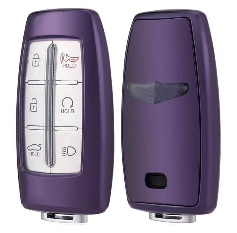 Muxkenper Muxkenper Key Fob Cover Case for Hyundai Genesis G80 Gv80 6 8 Buttons Full Protection Smart Car Key Shell Holder (Dark Purple) - Image 1