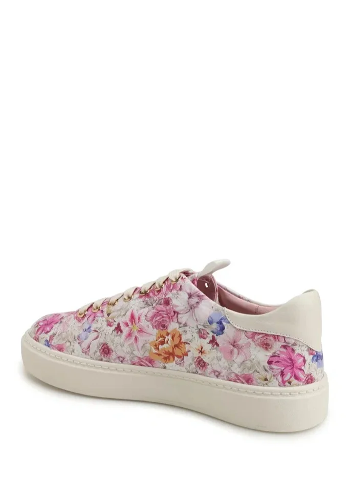 ART DES SPHERES Women's Leather Platform Sneakers Drawstring Closure Multi