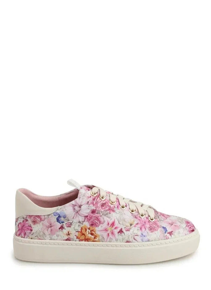 ART DES SPHERES Women's Leather Platform Sneakers Drawstring Closure Multi
