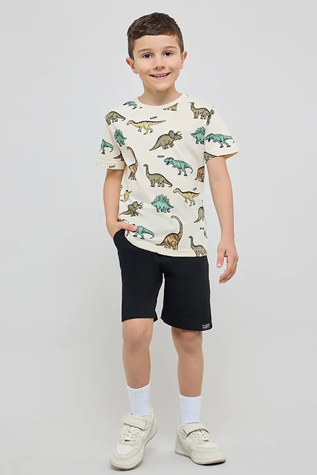 أر أند بي Printed T-Shirt with Crew Neck and Short Sleeves