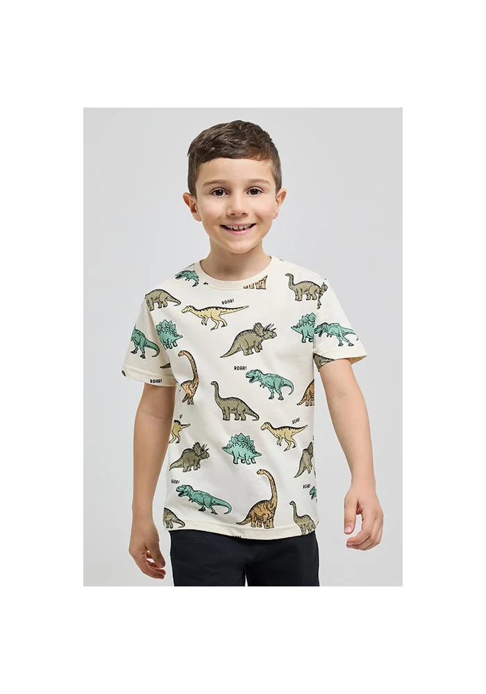 أر أند بي Printed T-Shirt with Crew Neck and Short Sleeves