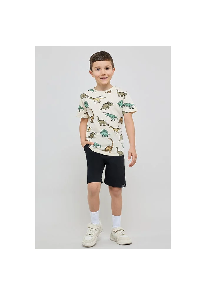 أر أند بي Printed T-Shirt with Crew Neck and Short Sleeves