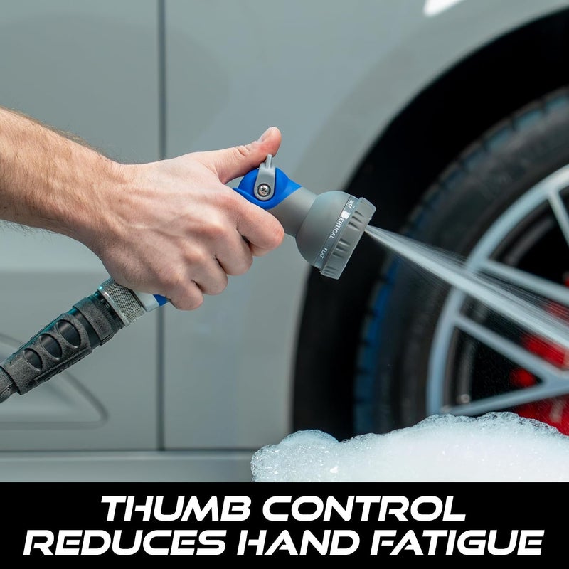Viking Hose Nozzle, Garden Hose Nozzle with 8 Spray Patterns, Adjustable Heavy Duty Thumb Control Water Hose for Washing Car, Watering Plants, Washing Pets, and Home Use - Image 4