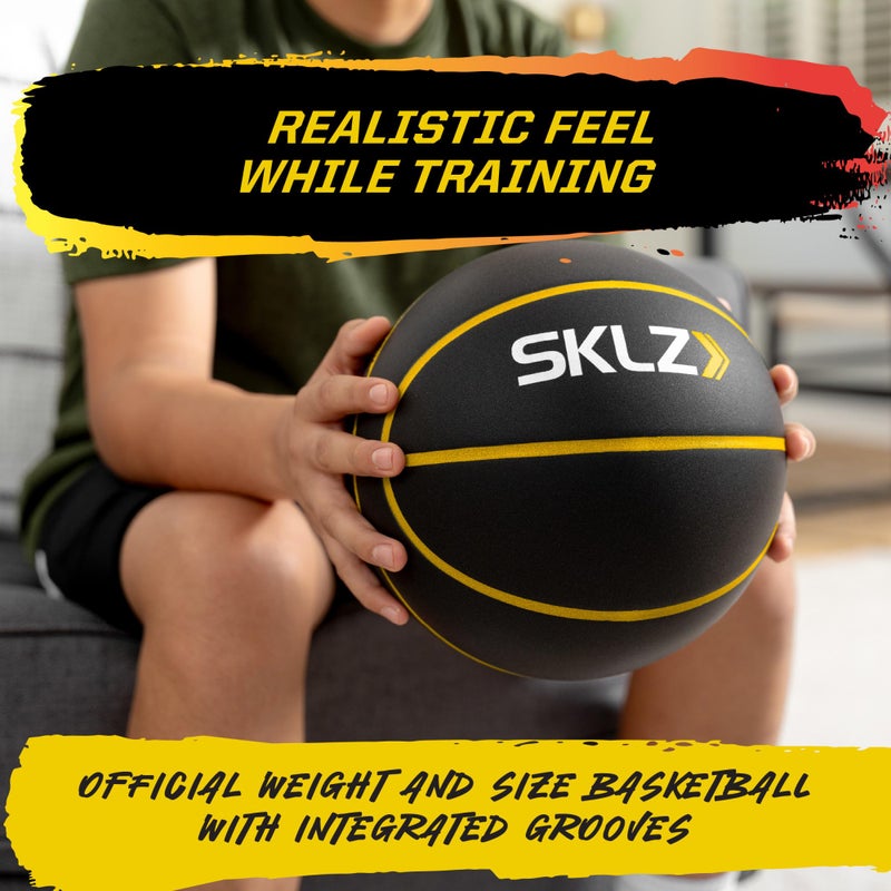 SKLZ Bashhhketball Pro Silent Basketball – كرة سلة فوم رسمية الحجم 7، 29.5 بوصة للتدريب الداخلي مع ارتداد حقيقي، دربلينج هادئ، بناء متين، وقنوات قبضة حقيقية - Image 4