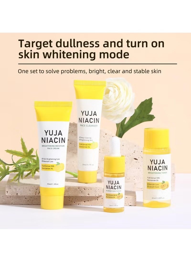 MOOYAM Yuja Niacin Complete Facial Care Kit 4-in-1 Skincare Gift Set withFace Cleanser,Care Serum,Toner,Moisturizing Cream Rich in Vitamin C and Niacinamidethe Skin Becomes bright Andshiny for Women - Image 2