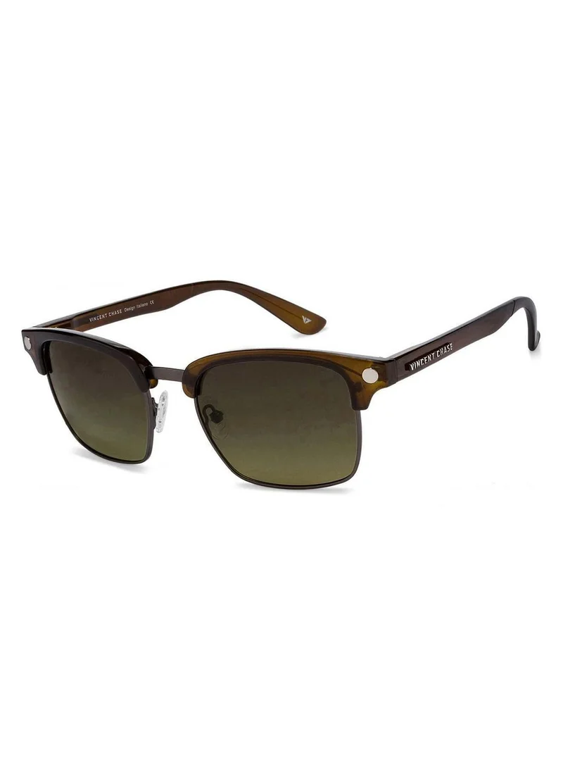 VINCENT CHASE VINCENT CHASE EYEWEAR By Lenskart | Full Rim Round Branded Latest and Stylish Sunglasses | Polarized and 100% UV Protected | For Men & Women | Extra Large | VC S10681/P (Color:-Green)-Pack of 1