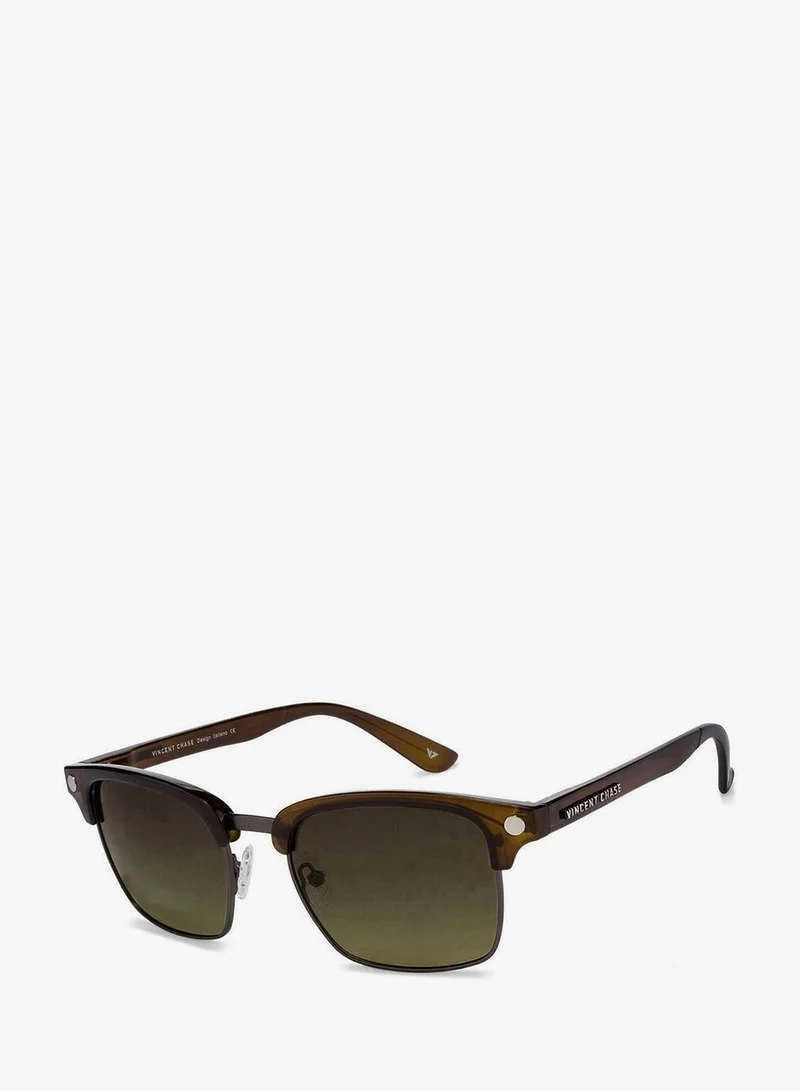 VINCENT CHASE VINCENT CHASE EYEWEAR By Lenskart | Full Rim Round Branded Latest and Stylish Sunglasses | Polarized and 100% UV Protected | For Men &amp; Women | Extra Large | VC S10681/P (Color:-Green)-Pack of 1