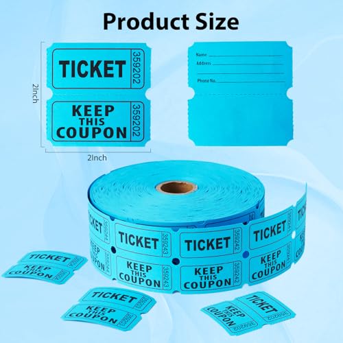 Volokitx 2200 Pcs (1100 Pairs) Raffle Tickets Double Roll, Blue 50/50 Raffle Tickets, Consecutively Numbered for Raffles, Events, Fundraisers, Carnivals & Classroom Activities - Image 4