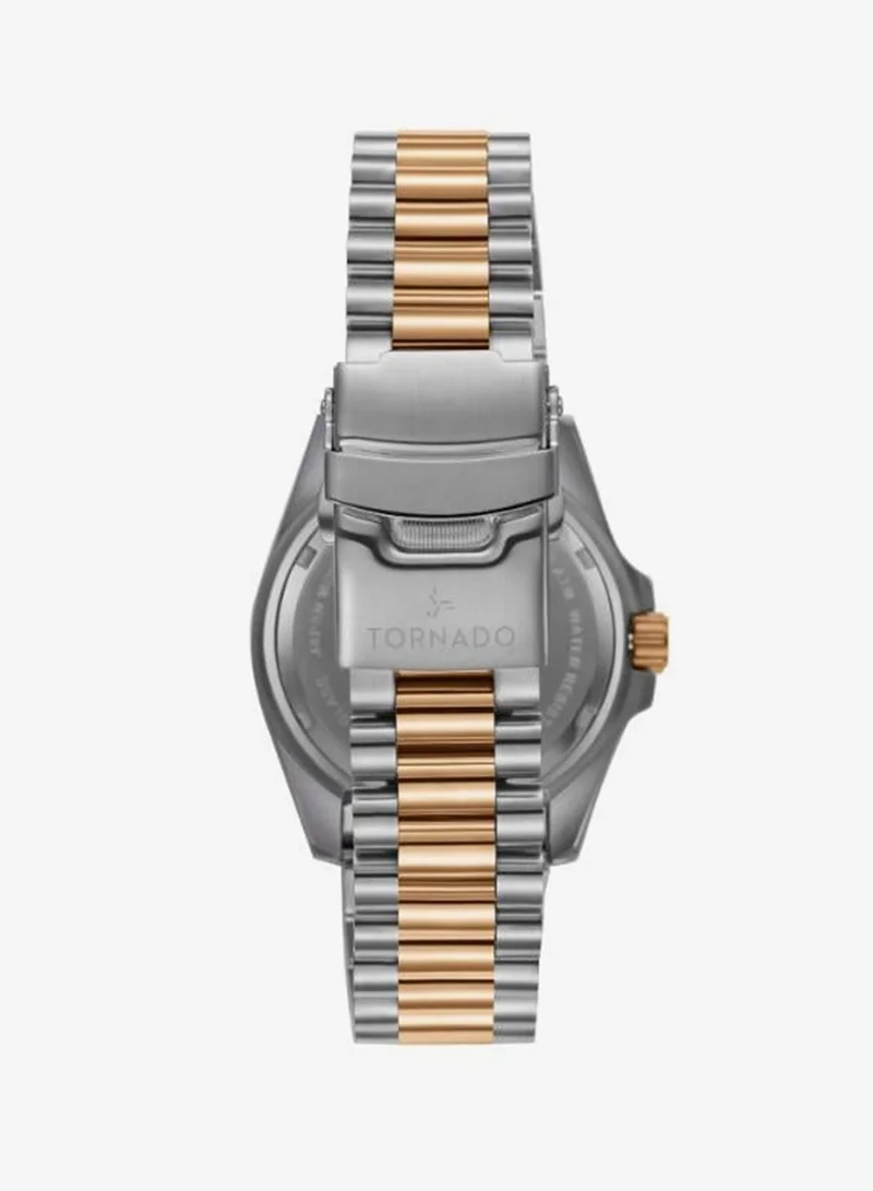 Tornado Onyx Black Men's  Solid Stainless Steel,Brushed Outer Links, Polished Center Links 3H with date Display Watch T22001-KBKB - 42mm mm for Men | Best Price UAE