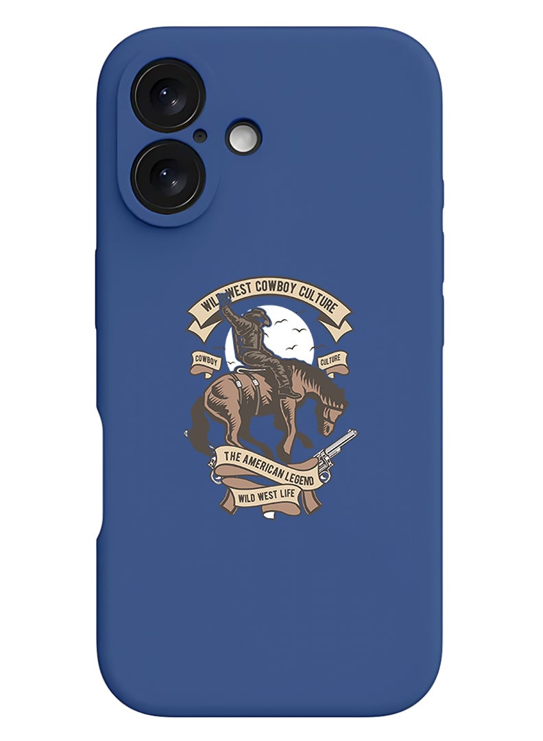 Theodor Protective Slim Fit Case Liquid Silicone Cover with Full Body Protection Anti-Scratch Shockproof Case For Apple iPhone 17 (Blue) Wild west cowboy - Image 1