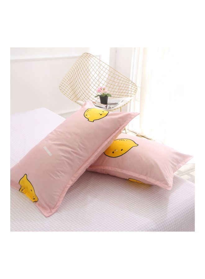 XiuWoo 3-Piece Printed Duvet Cover Set Combination Peach/White Single - Image 5