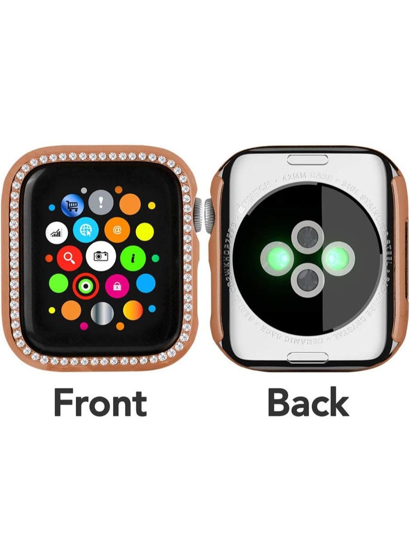 Compatible with Apple Watch Ultra 45mm Case, Shiny Diamond Protective PC Case, Sparkling Crystal Rhinestone Protective Cases for Women and Girls, Smartwatch Accessories Case (Rose Gold) - Image 2