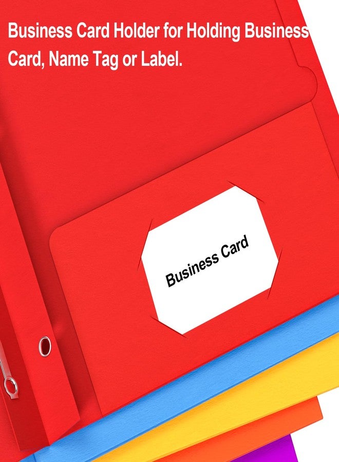 HABGP Two Pocket Folder with Prongs, 5 Color Paper Folders with Pockets and Business Card Holder, Folders with Pocket Fit Letter Size, Organizing Papers in School, Office & Business - Image 5
