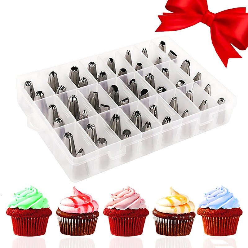 AISARCH 48Piece Numbered Piping Tips Cookie Icing Tips Cookie Decorating Kit Cake Decorating Tips for Cupcakes Cookies Cake Supply Master Decorating Tip Set
