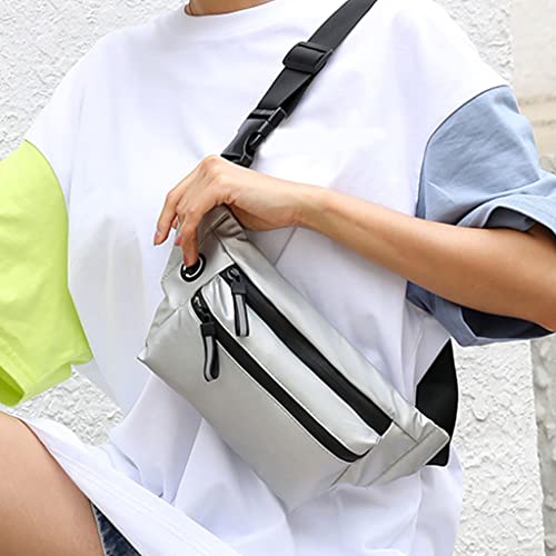 ketmart Mens and Women Fanny Pack Wasit Bag with Triple Pockets Design Adjustable Large Size Belt Water-Resistant for Men Women Running Workout Hiking Travel Outdoor Picnic. (Silver) - Image 4